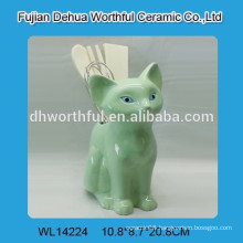 Popular green cute fox ceramic utensil holder for kitchen